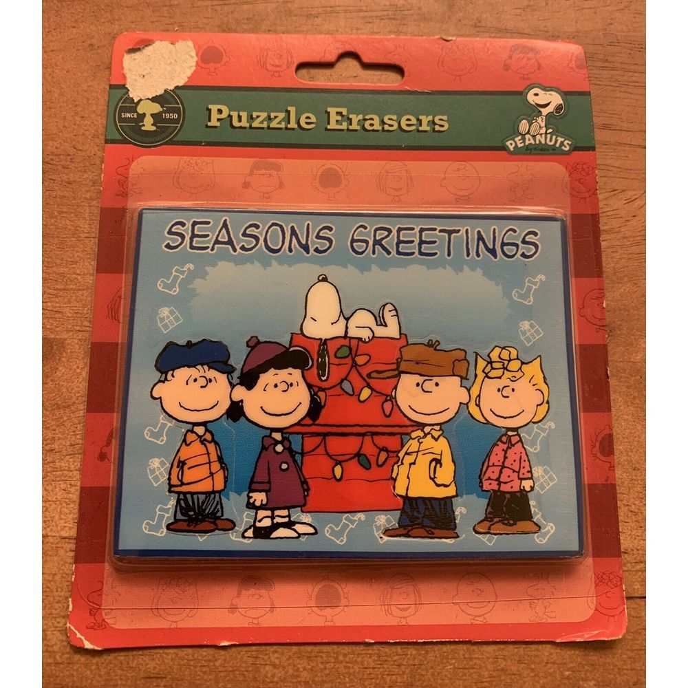 Peanuts Gang - Charlie Brown and Friends Puzzle Eraser - Seasons Greetings -2013